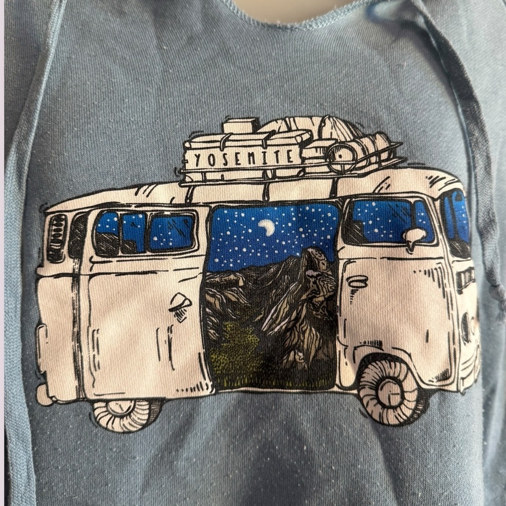 Wild Tribute Yosemite Van Life Graphic Hoodie Blue Size XS - Picture 3 of 6